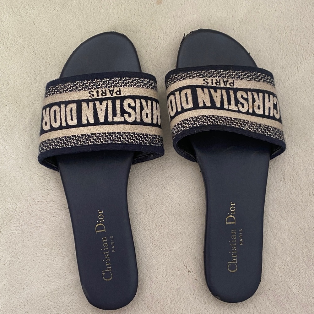 Dior Navy  and Cream Sandals
